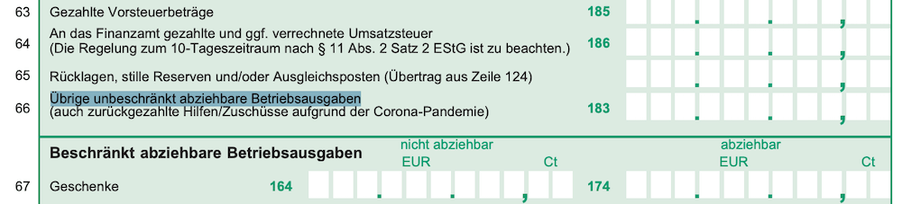 Anlage EÜR 2020