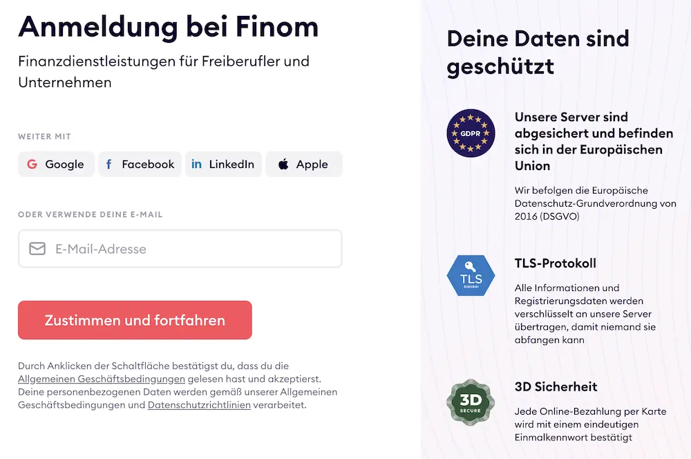 Anmeldung bei FINOM