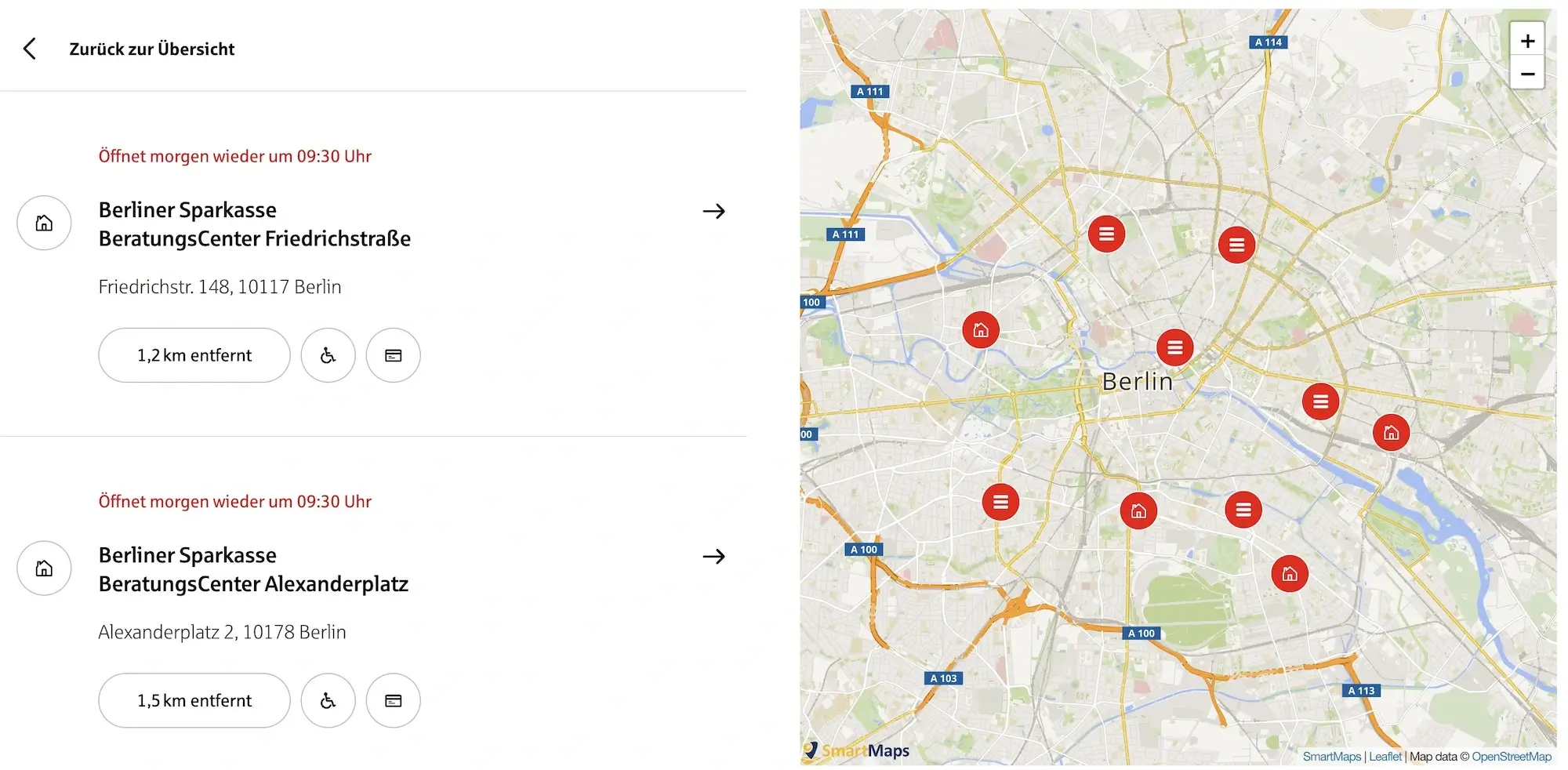 Standorte der Berliner Sparkasse in Berlin