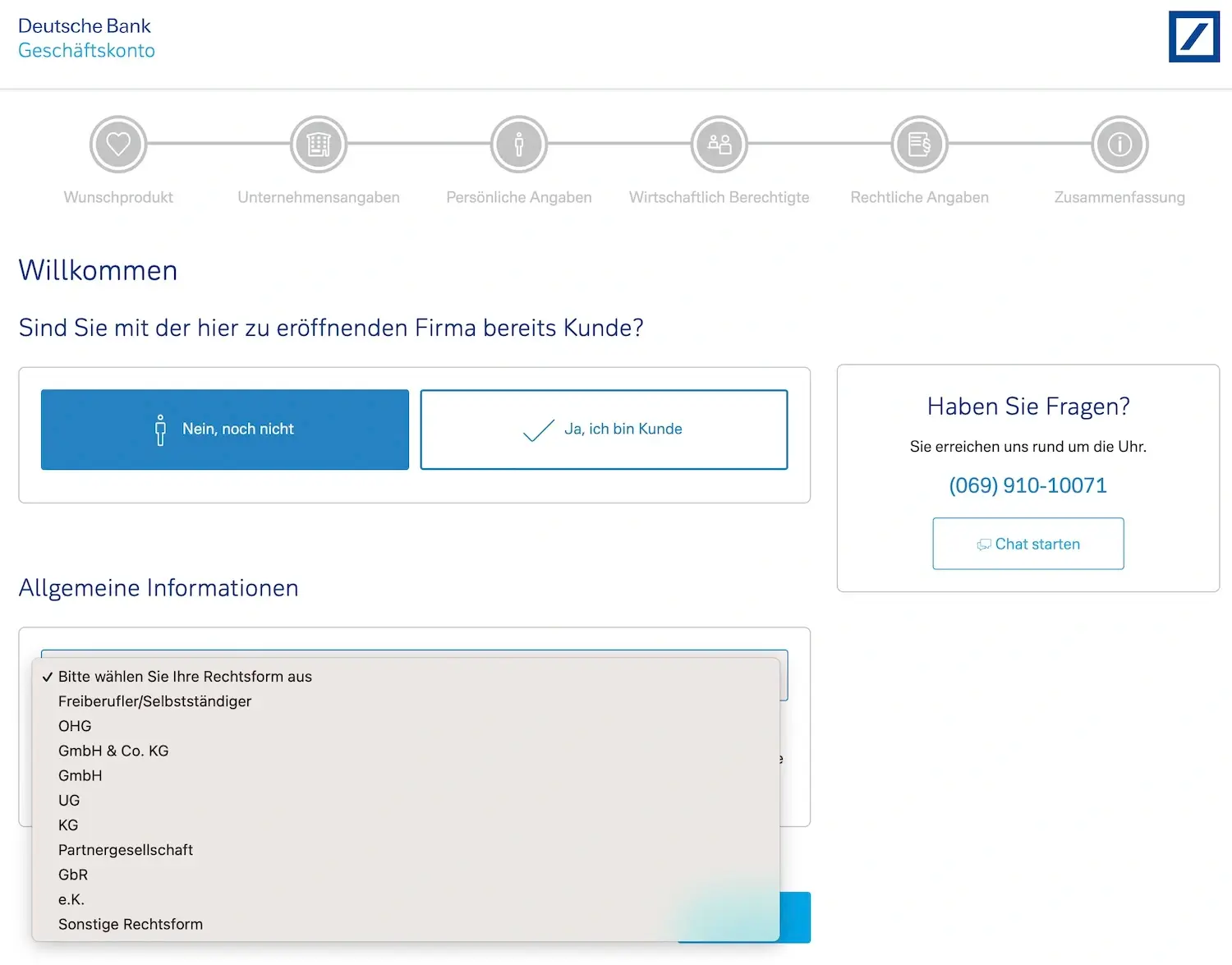 Online-Kontoeröffnung bei der Deutschen Bank