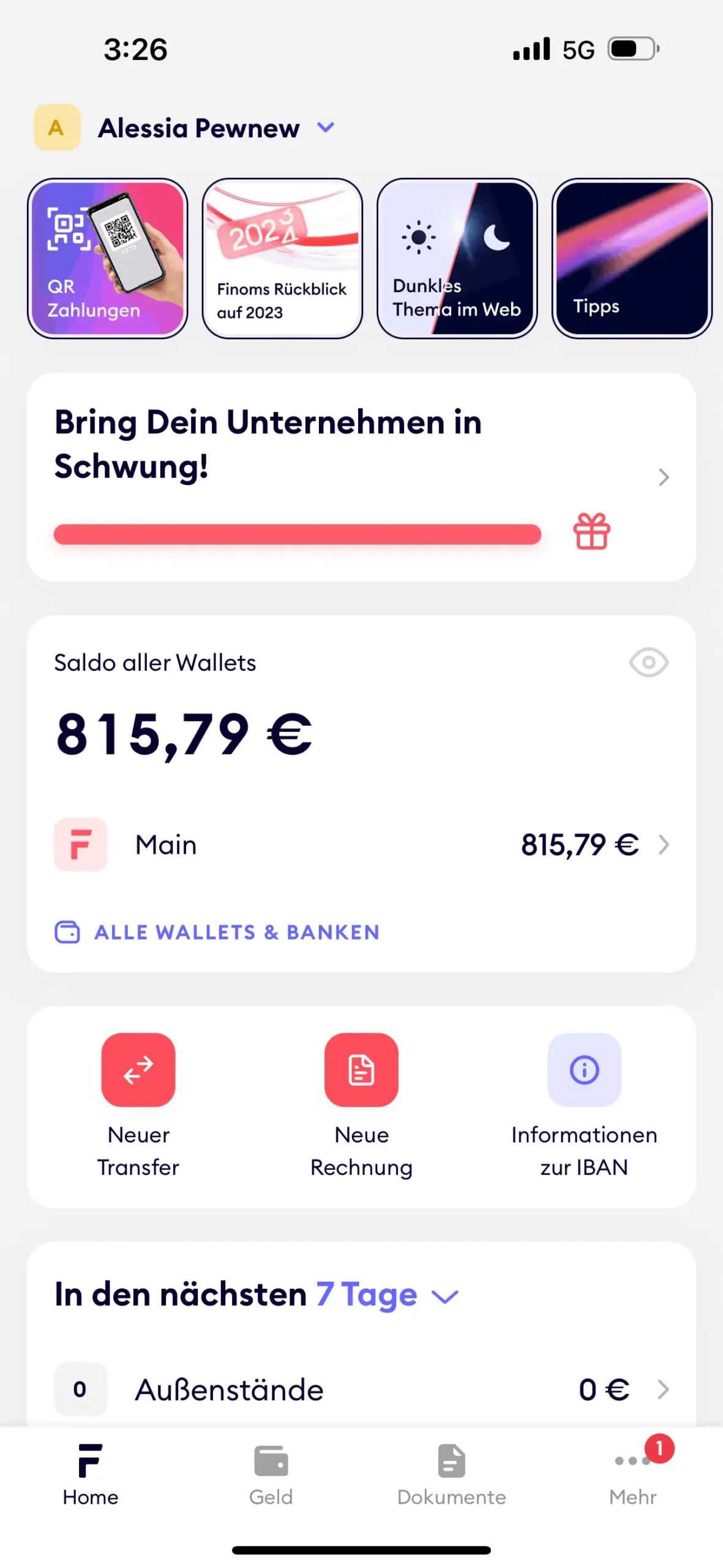 FINOM App Dashboard
