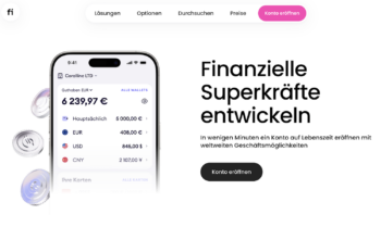 Dashboard beim Auslandskonto von Finom