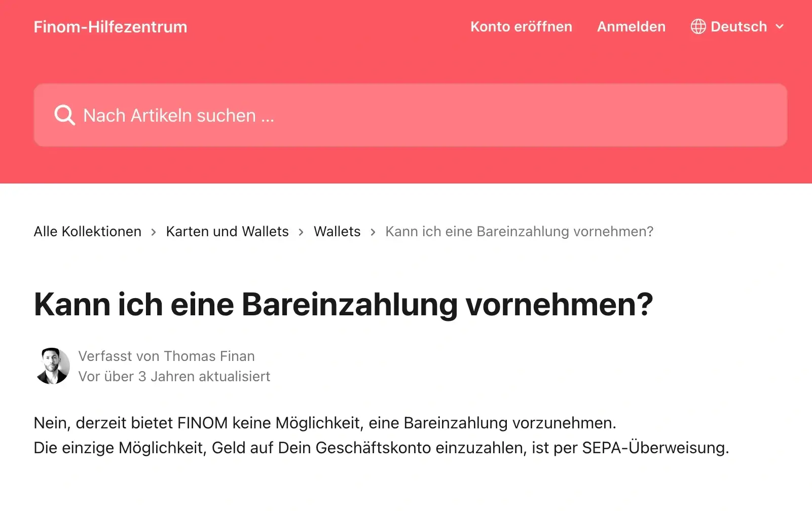Finom Geld einzahlen