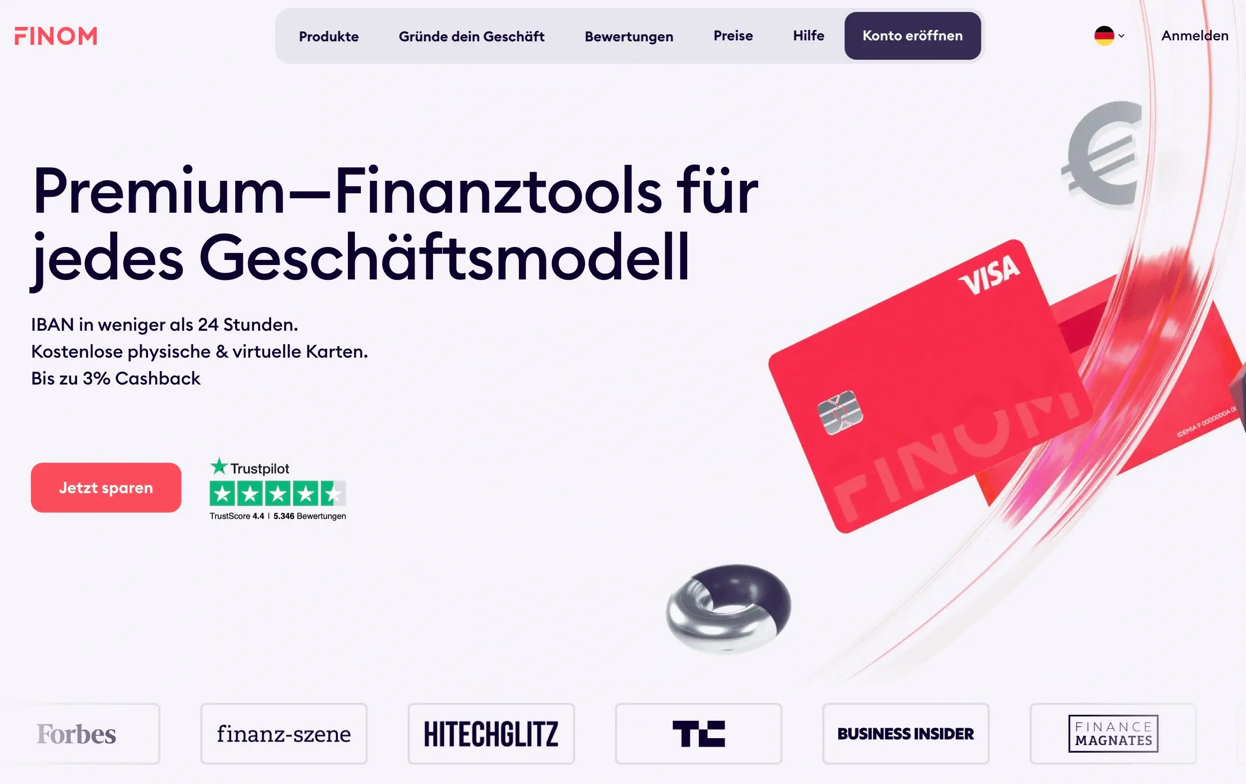 Finom Geschäftskonto Startseite