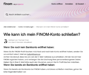 Finom Konto kündigen