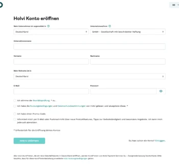 Kontoeröffnung bei Holvi