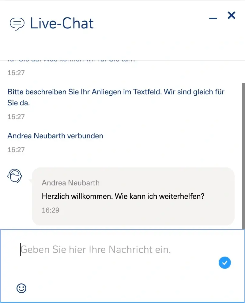 Live-Chat der Deutschen Bank