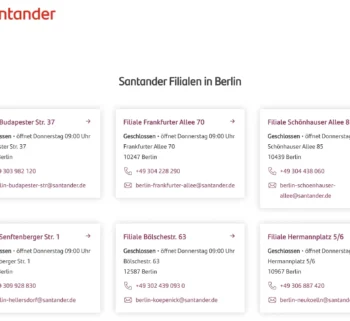 Standorte der Santander Bank in Berlin